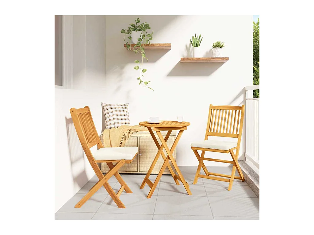 Chaise pliante avec coussin Pliant 2 pcs Blanc 49 x 57.5 x 92cm