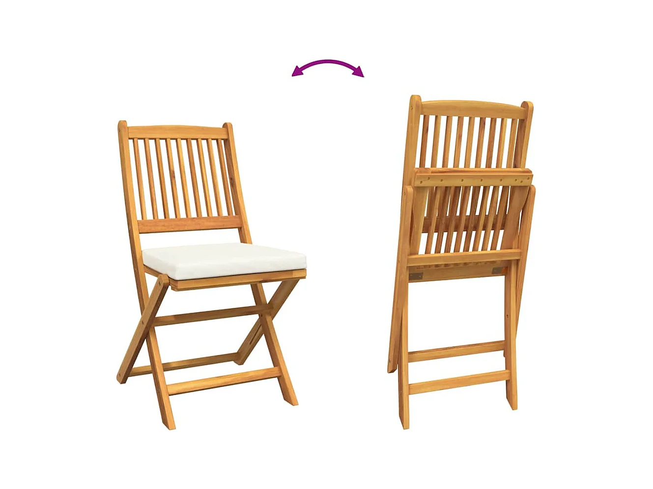 Chaise pliante avec coussin Pliant 2 pcs Blanc 49 x 57.5 x 92cm