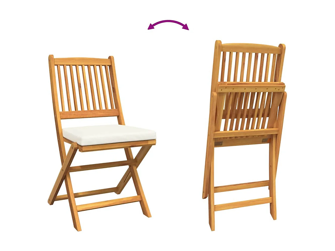 Chaise pliante avec coussin Pliant 2 pcs Blanc 49 x 57.5 x 92cm