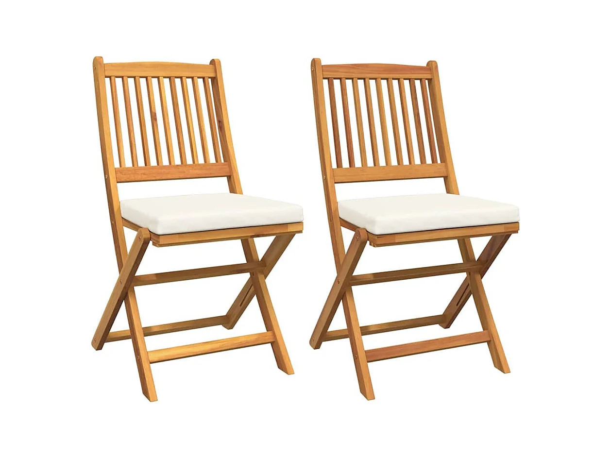 Opvouwbare stoel met kussen, opvouwbaar, 2 stuks, wit, 49 x 57,5 x 92 cm