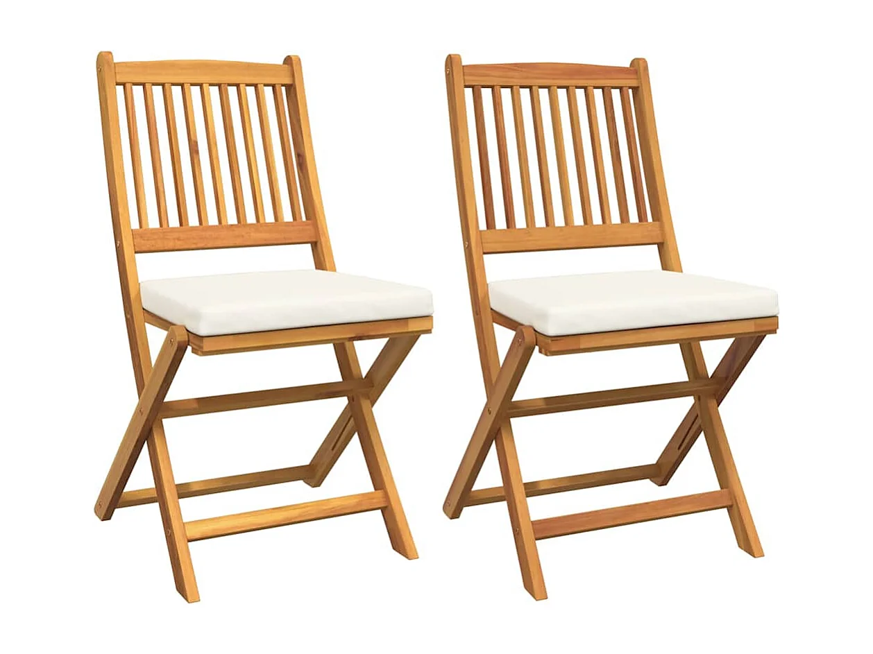 Chaise pliante avec coussin Pliant 2 pcs Blanc 49 x 57.5 x 92cm