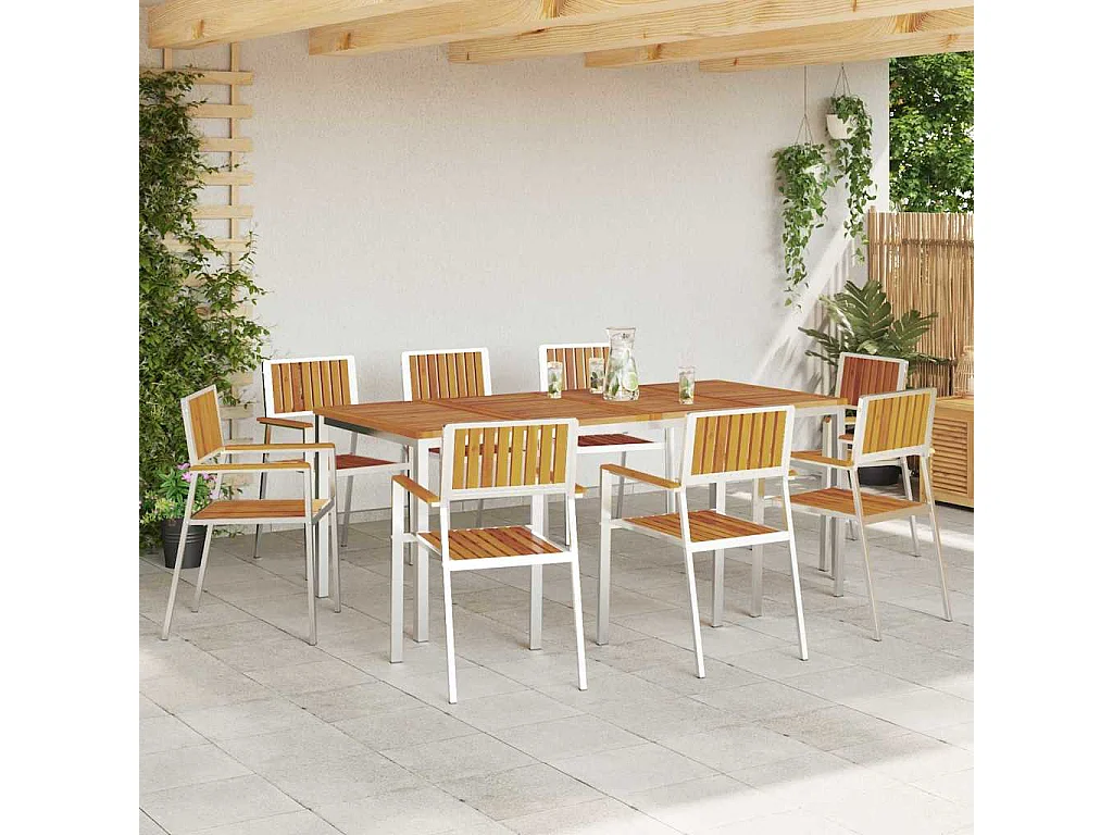 Chaise de jardin 8 pcs Marron Bois d'acacia massif