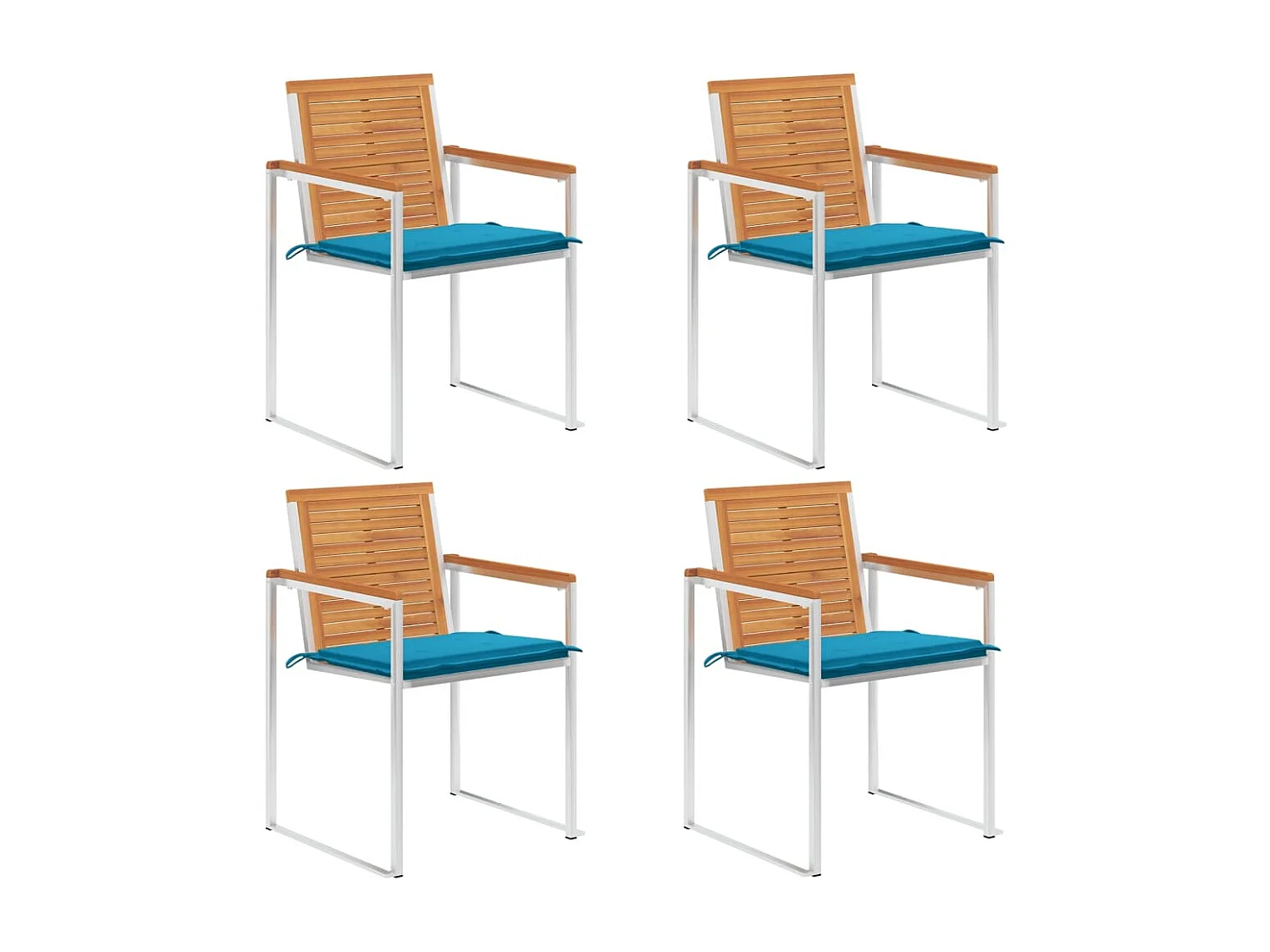 Chaises de jardin lot de 4 avec coussins Bois d'acacia massif