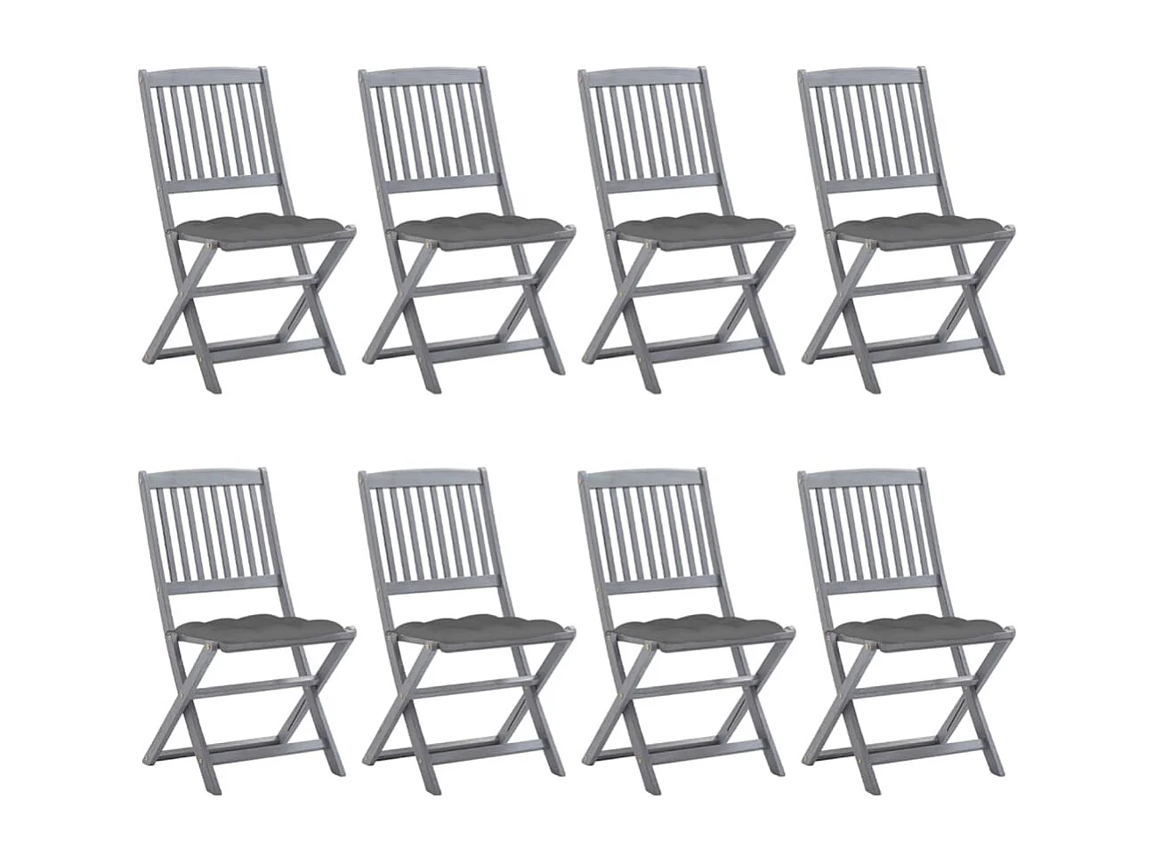 Outdoor Klappstühle 8er Set mit Auflagen Akazienholz