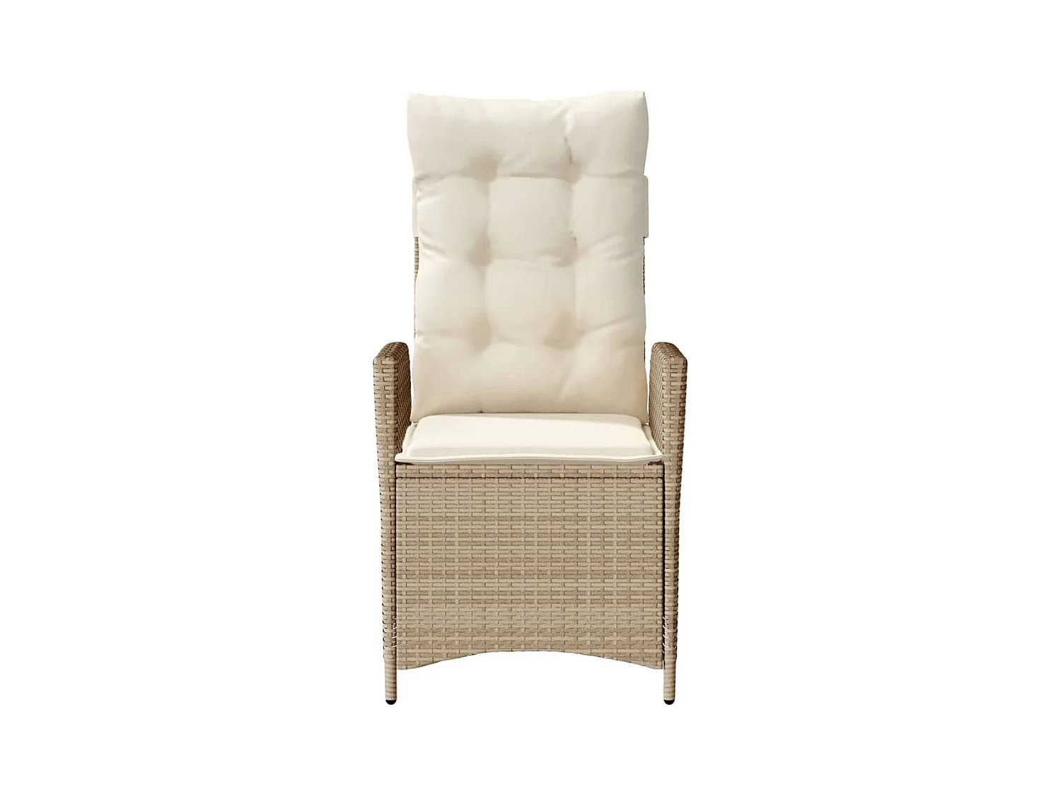 Silla de jardín reclinable con cojines de mimbre de resina beige