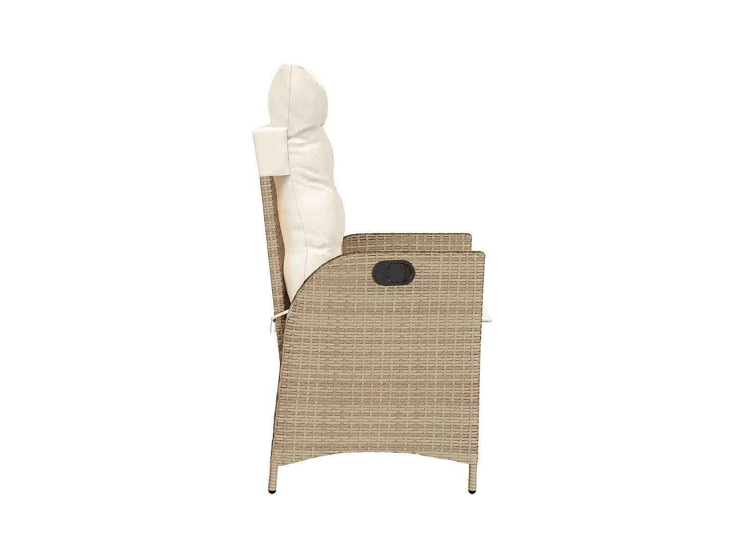 Silla de jardín reclinable con cojines de mimbre de resina beige
