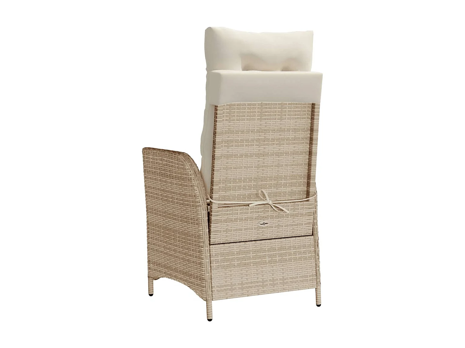 Sedia da giardino reclinabile con cuscini in vimini di resina beige