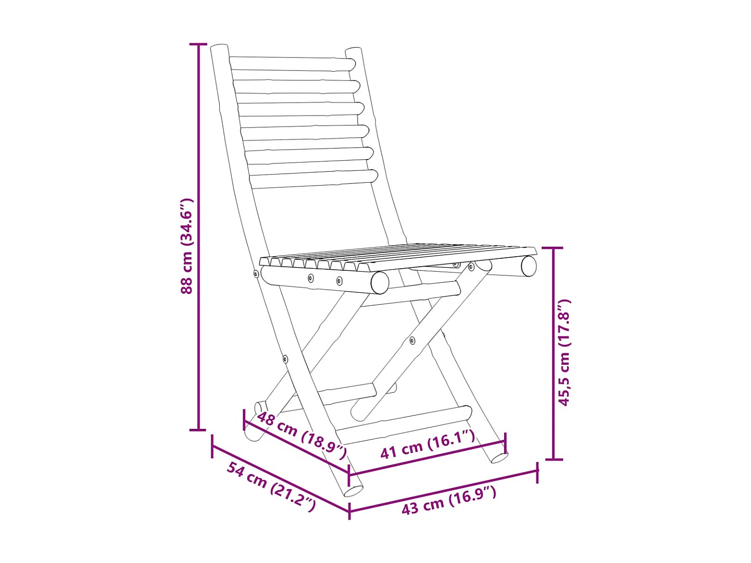 Opvouwbare tuinstoelen set van 6 43x54x88 cm bamboe