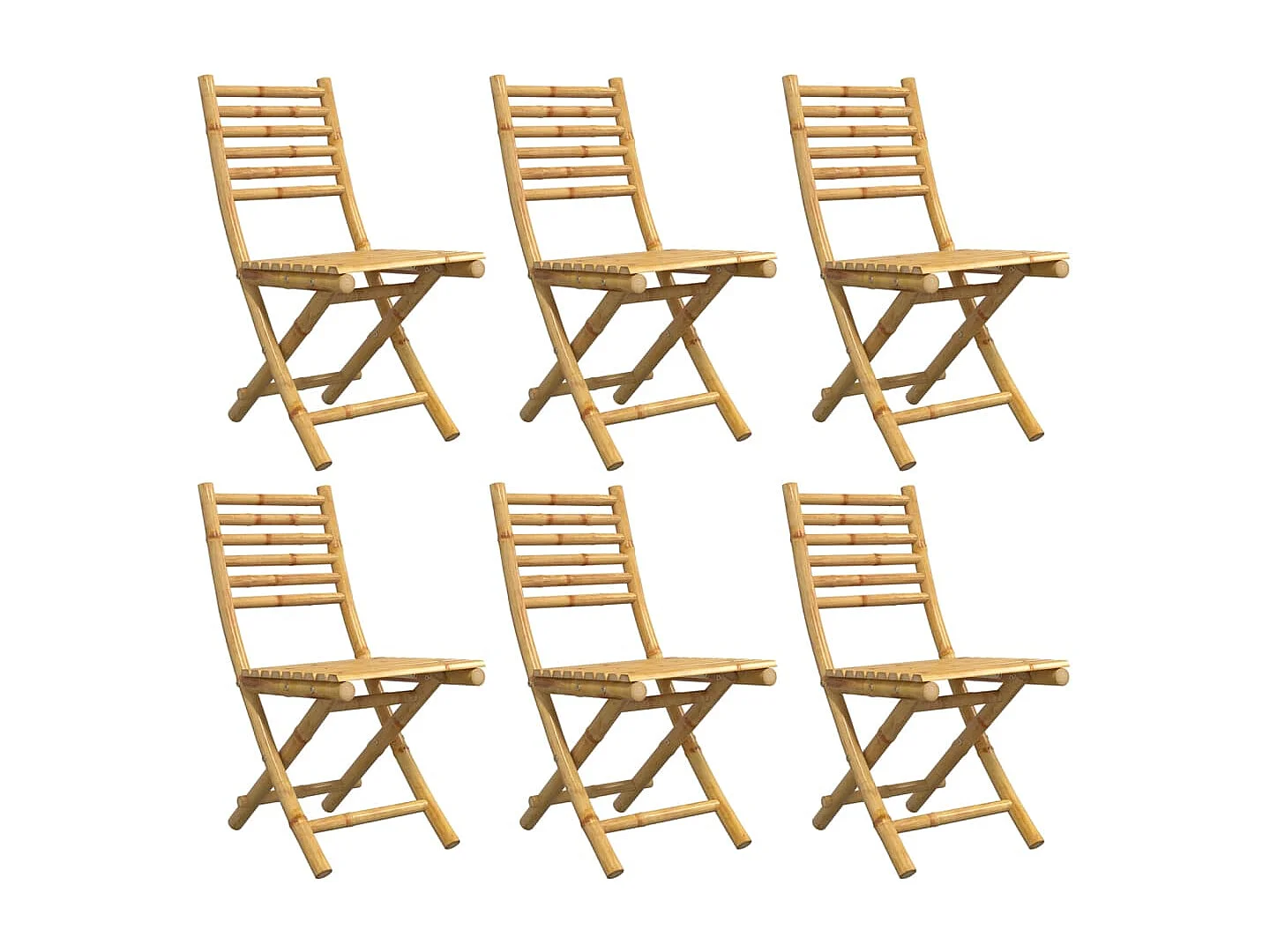 Set di 6 sedie da giardino pieghevoli in bambù 43x54x88 cm