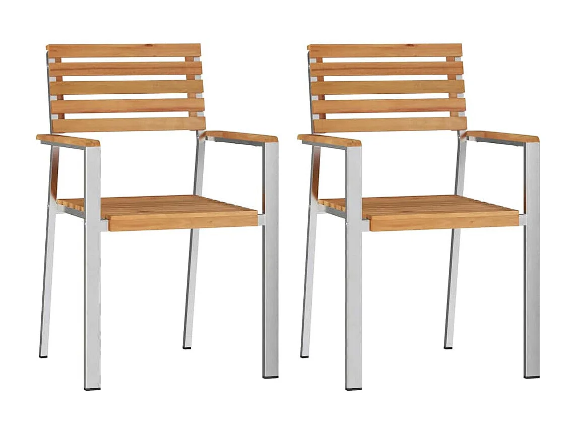 Chaise de jardin 2 pcs Marron 56 x 54.5 x 87 cm Teck massif