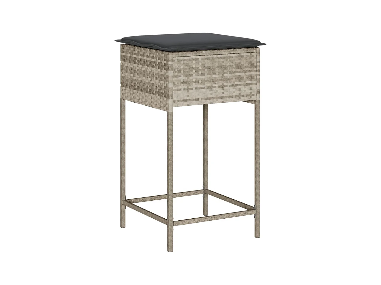 Tuinbarkrukken met kussens set van 2 lichtgrijs rotan