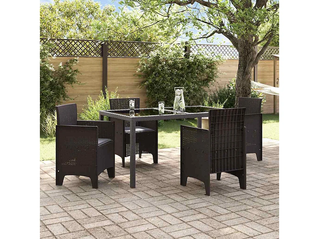 Tuinstoel 4 stuks Bruin 53 x 49 x 85 cm PP