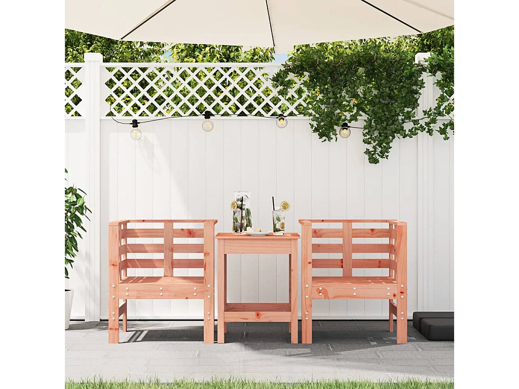 Set di 2 sedie da giardino 61,5x53x71 cm in legno massello di abete Douglas