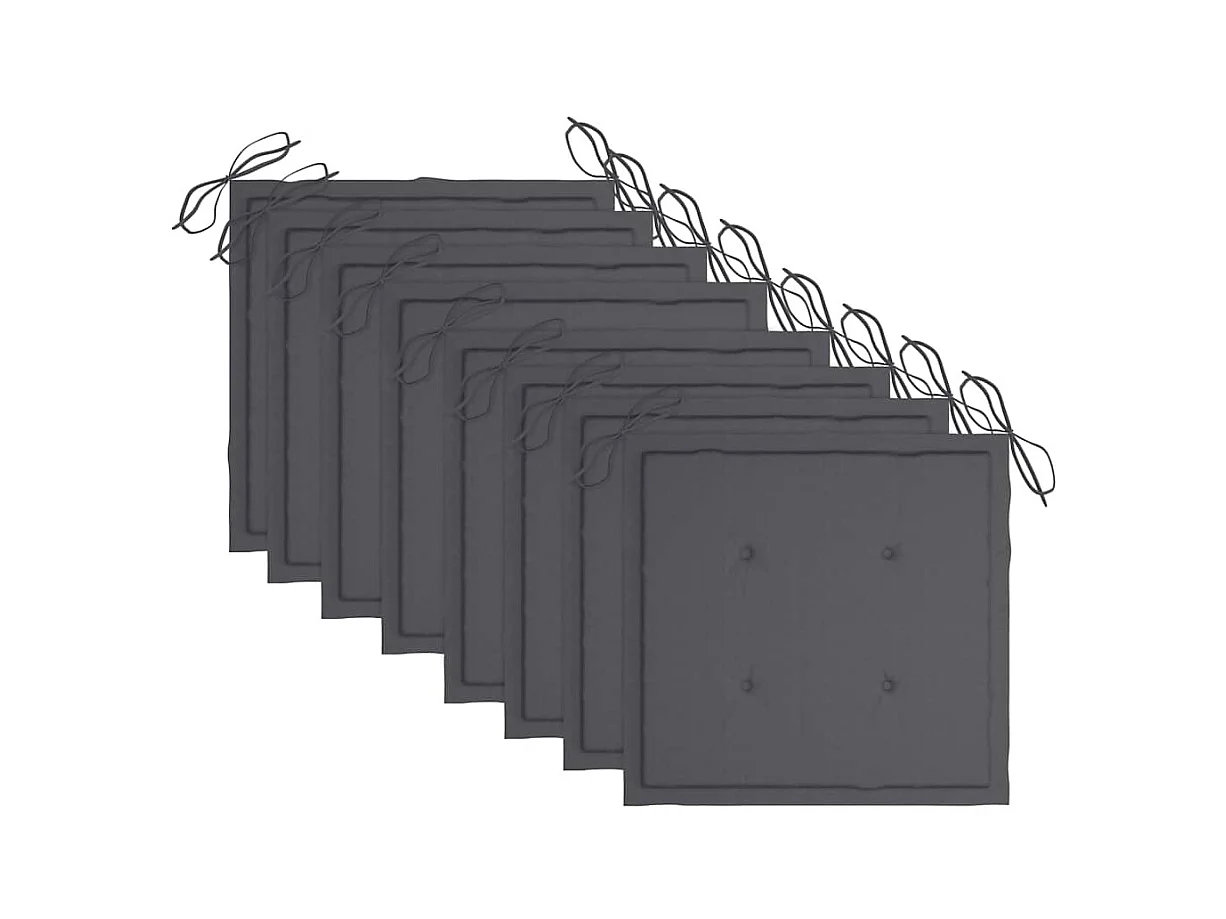 Set di 8 sedie e cuscini da giardino in legno massello di acacia grigio