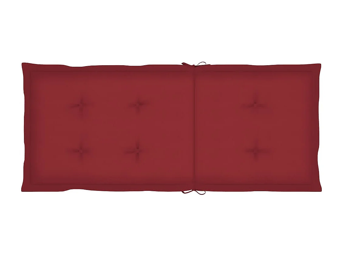 Chaises de jardin lot de 2 et coussins bordeaux Teck massif