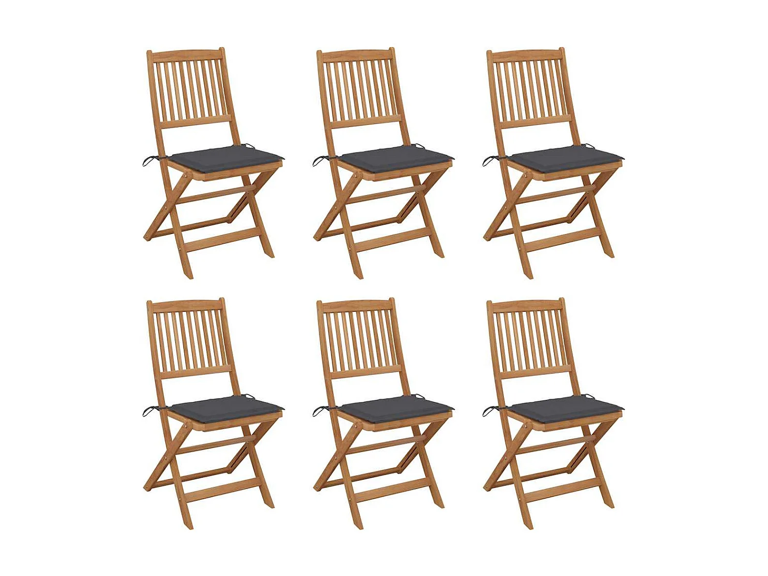 Set van 6 opvouwbare tuinstoelen met kussens Acaciahout