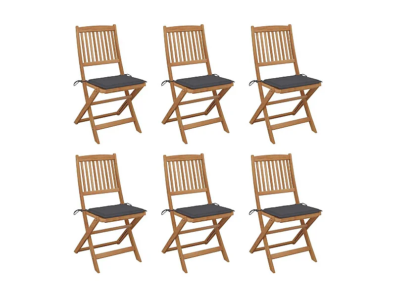 6er Set klappbare Gartenstühle mit Kissen Akazienholz