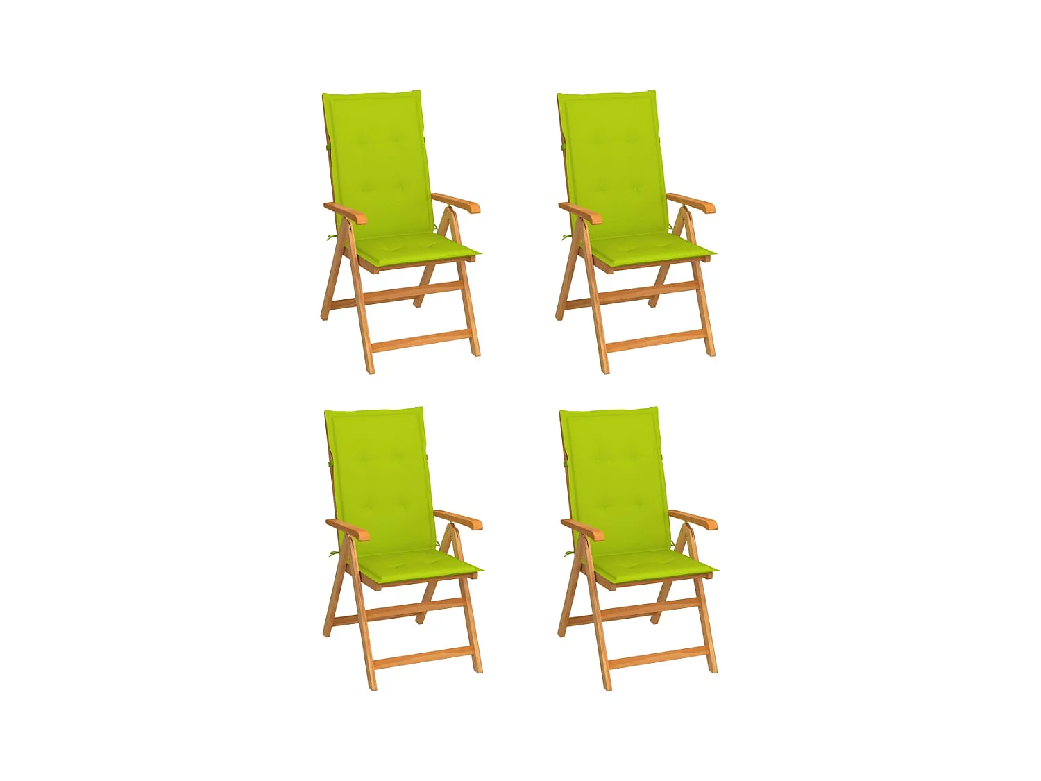 Chaises de jardin lot de 4 avec coussins vert vif Bois de teck