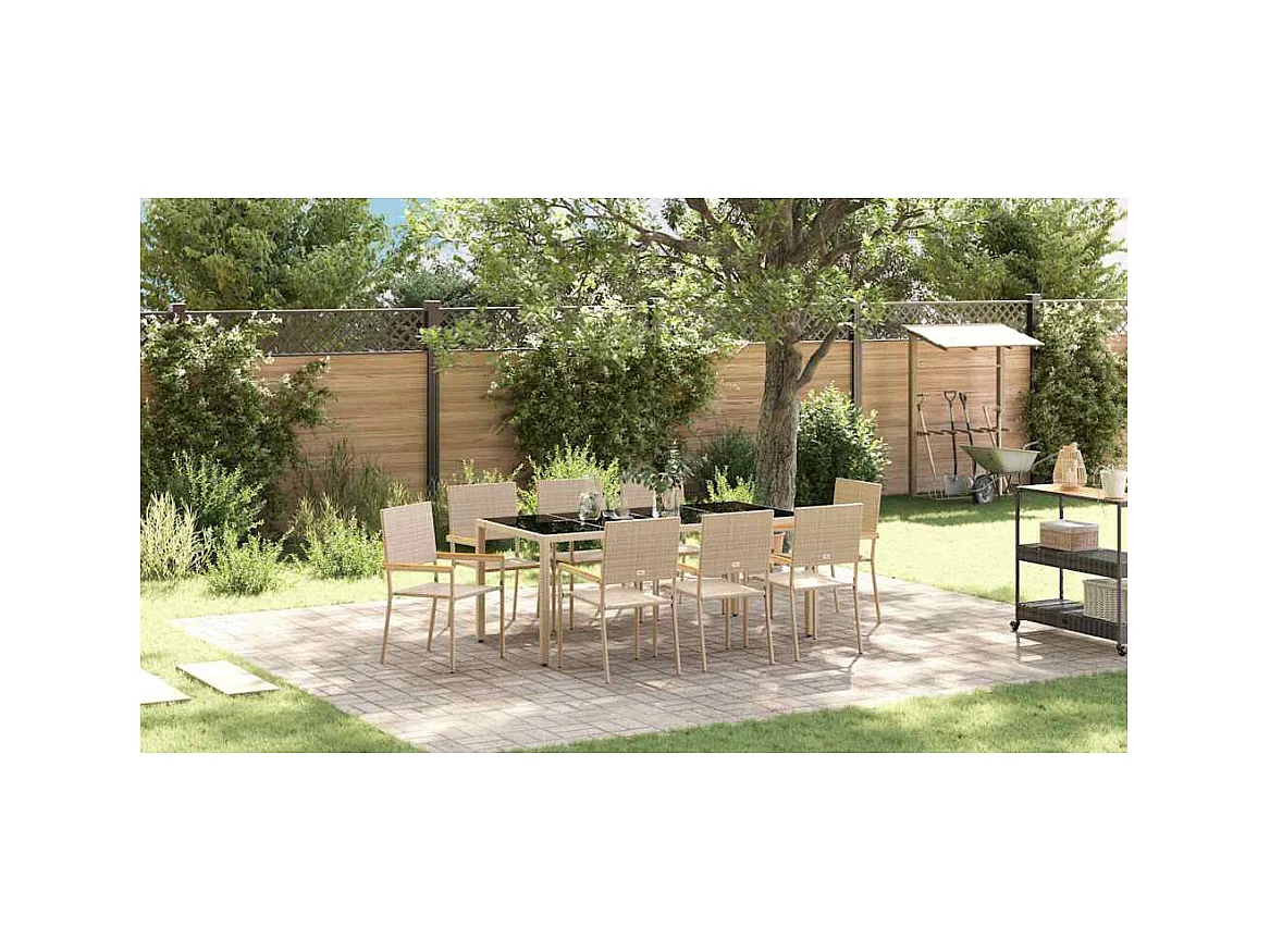 Ensemble de salle à manger pour jardin 9 pcs Beige