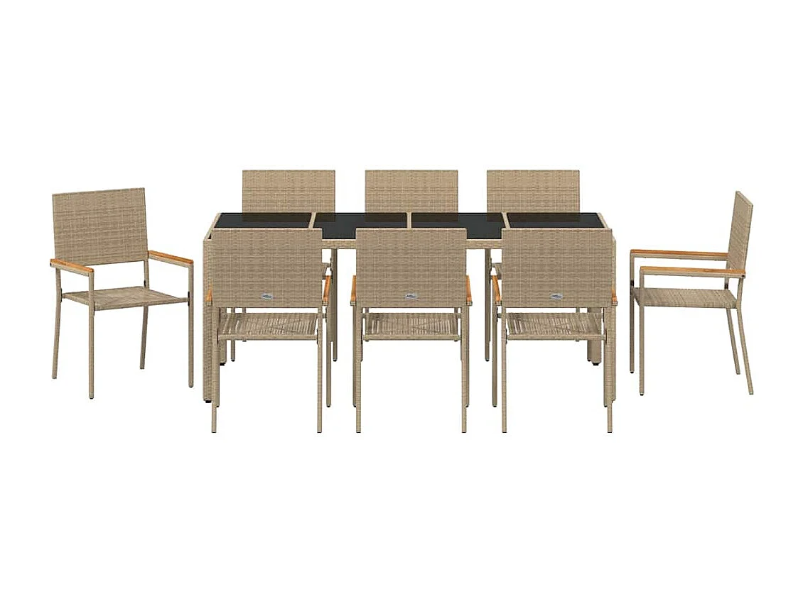 Ensemble de salle à manger pour jardin 9 pcs Beige