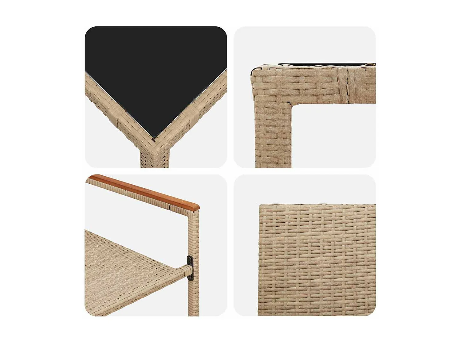 Ensemble de salle à manger pour jardin 9 pcs Beige