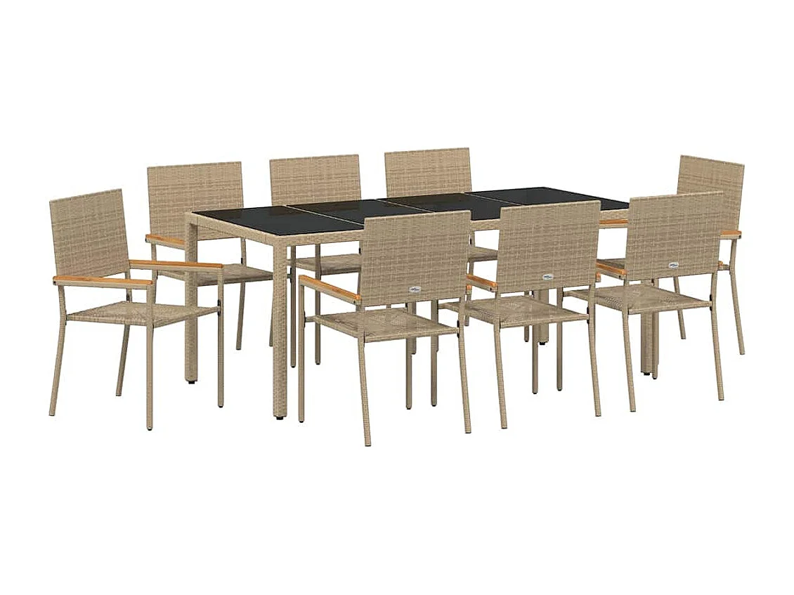 9-teiliges Garten-Essset, beige