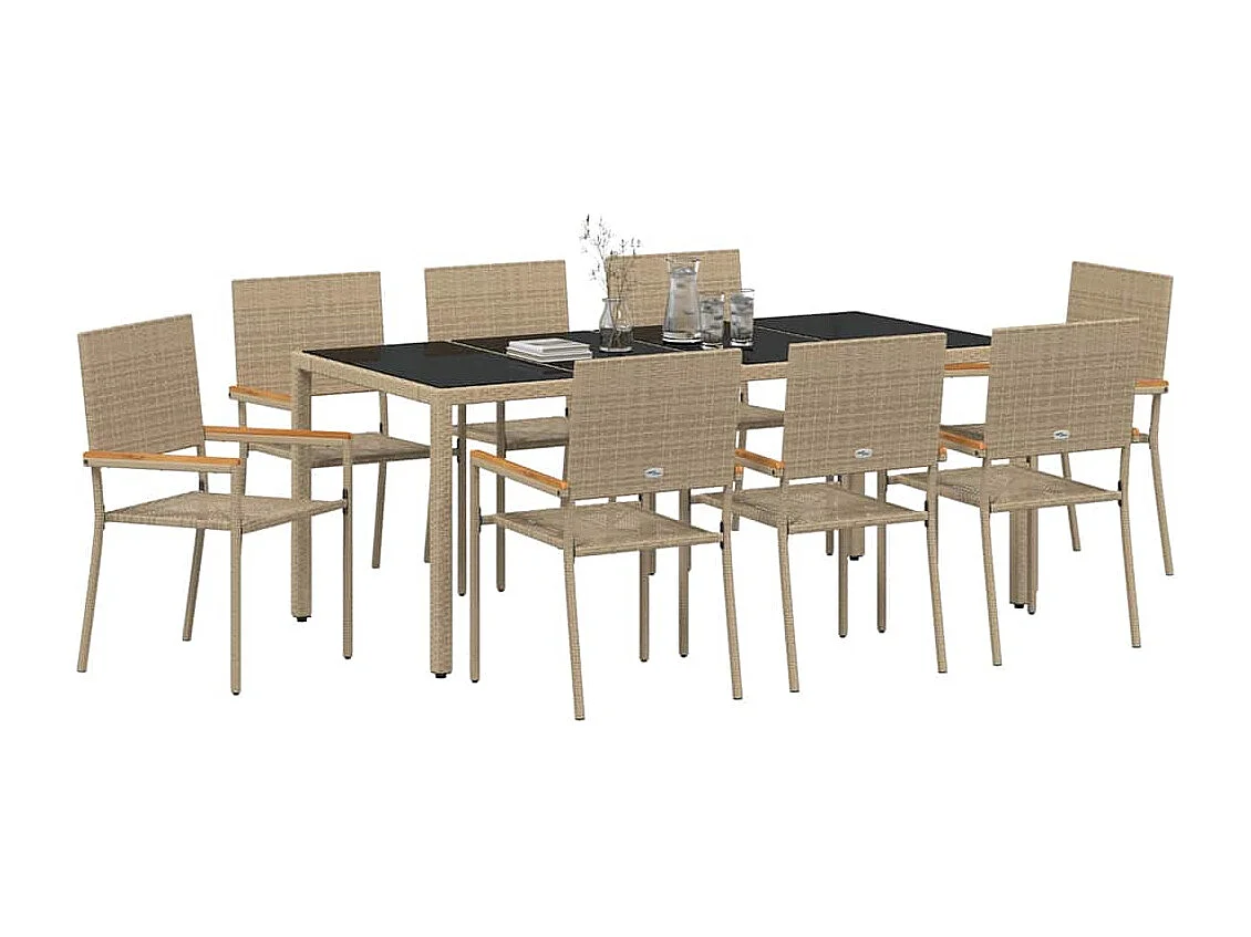 9-teiliges Garten-Essset, beige