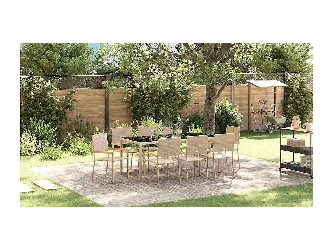 9-teiliges Garten-Essset, beige