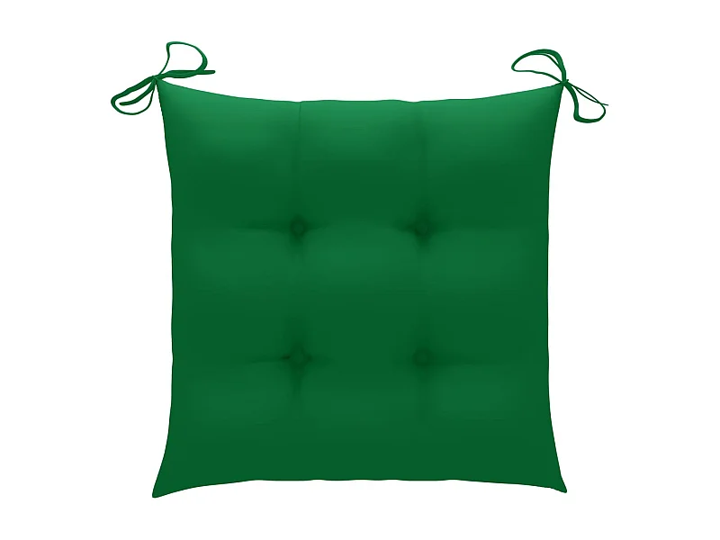 Chaise à bascule avec coussin vert Bois de teck solide
