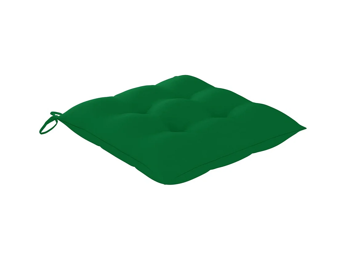 Chaise à bascule avec coussin vert Bois de teck solide