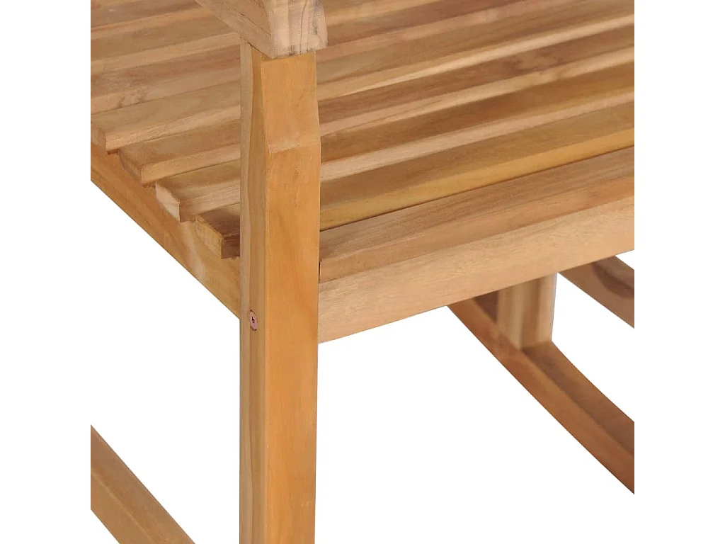 Chaise à bascule avec coussin vert Bois de teck solide