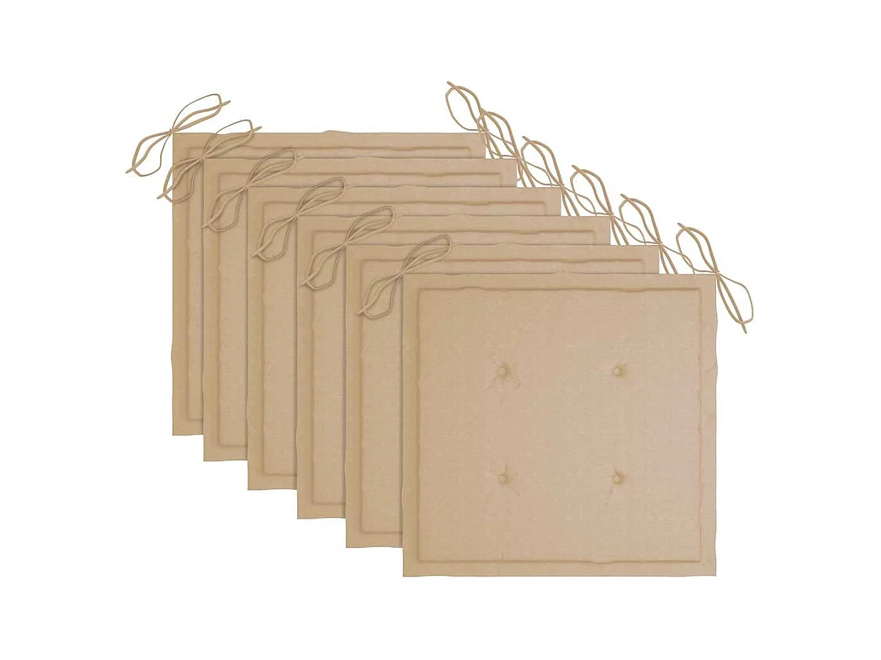 Chaises de jardin lot de 6 avec coussins Bois d'acacia solide