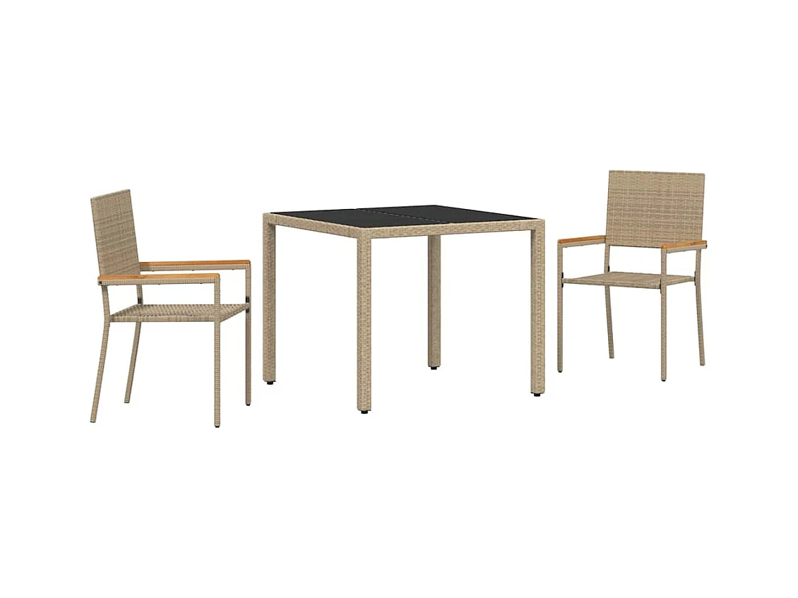 Ensemble de salle à manger pour jardin 3 pcs Beige