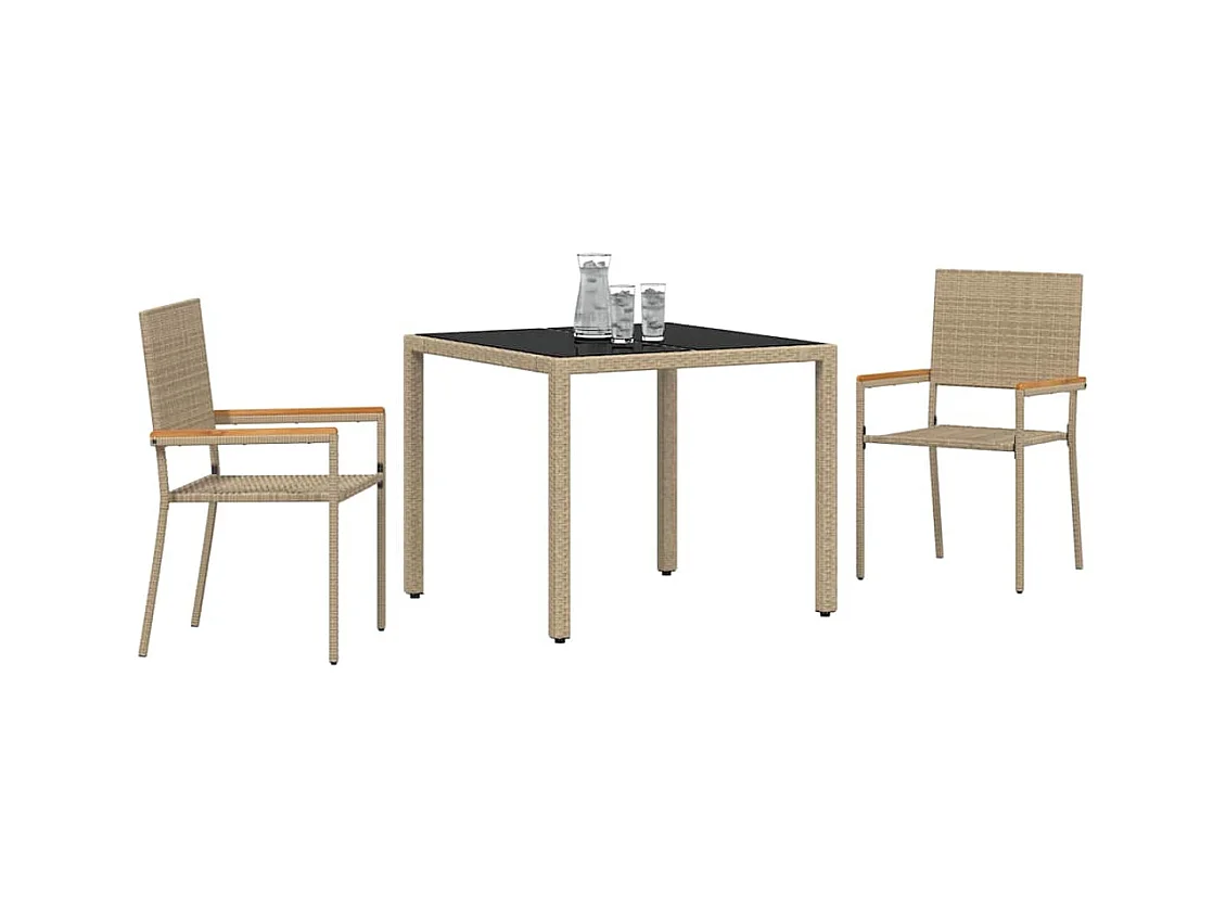 Ensemble de salle à manger pour jardin 3 pcs Beige