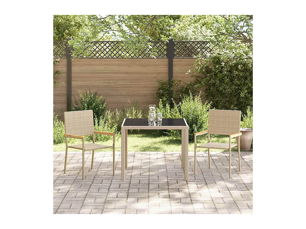 Ensemble de salle à manger pour jardin 3 pcs Beige