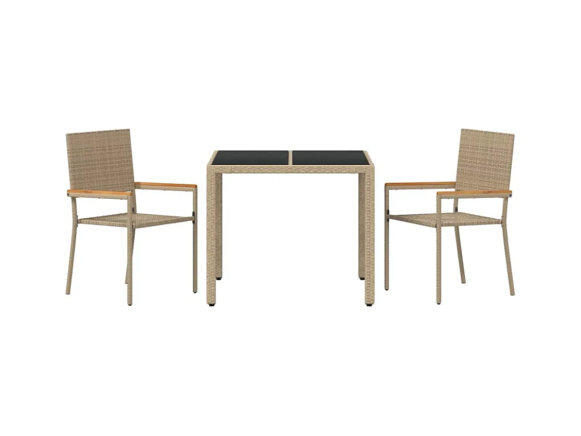 Ensemble de salle à manger pour jardin 3 pcs Beige