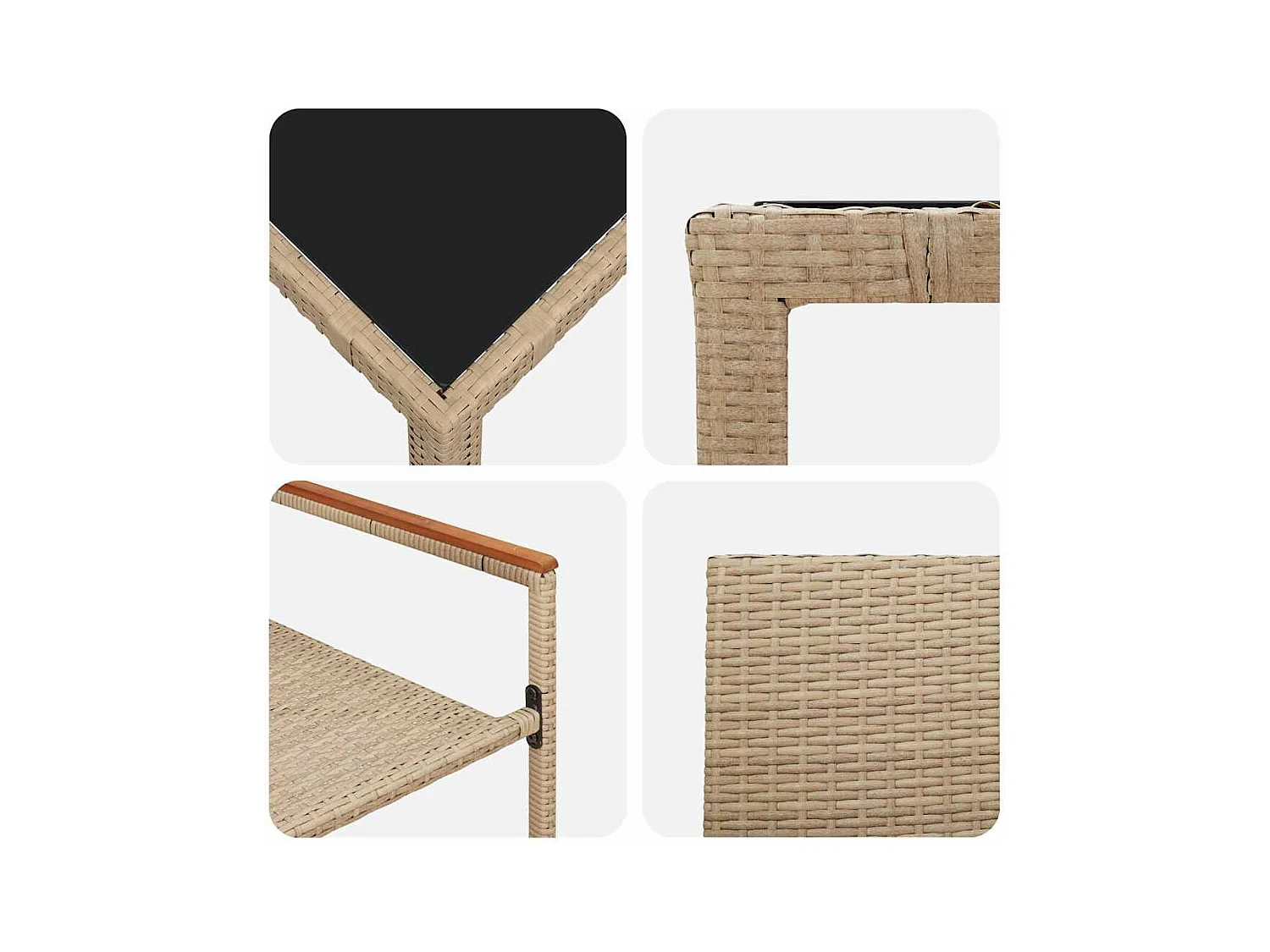 Ensemble de salle à manger pour jardin 3 pcs Beige