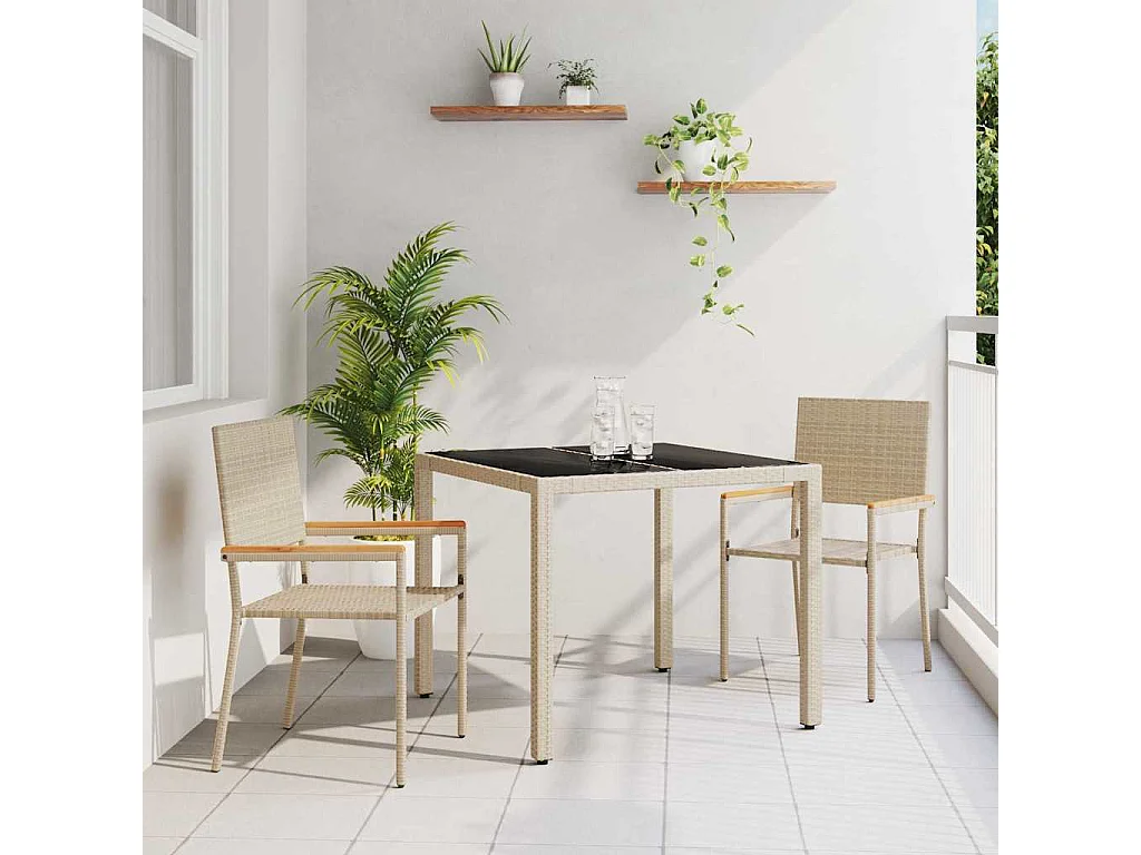 Set da pranzo da giardino 3 pezzi beige