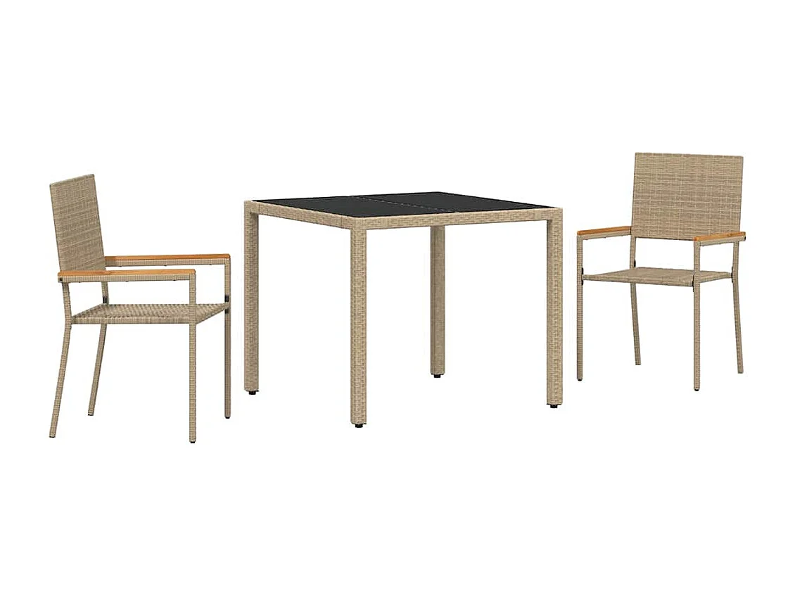 Set da pranzo da giardino 3 pezzi beige