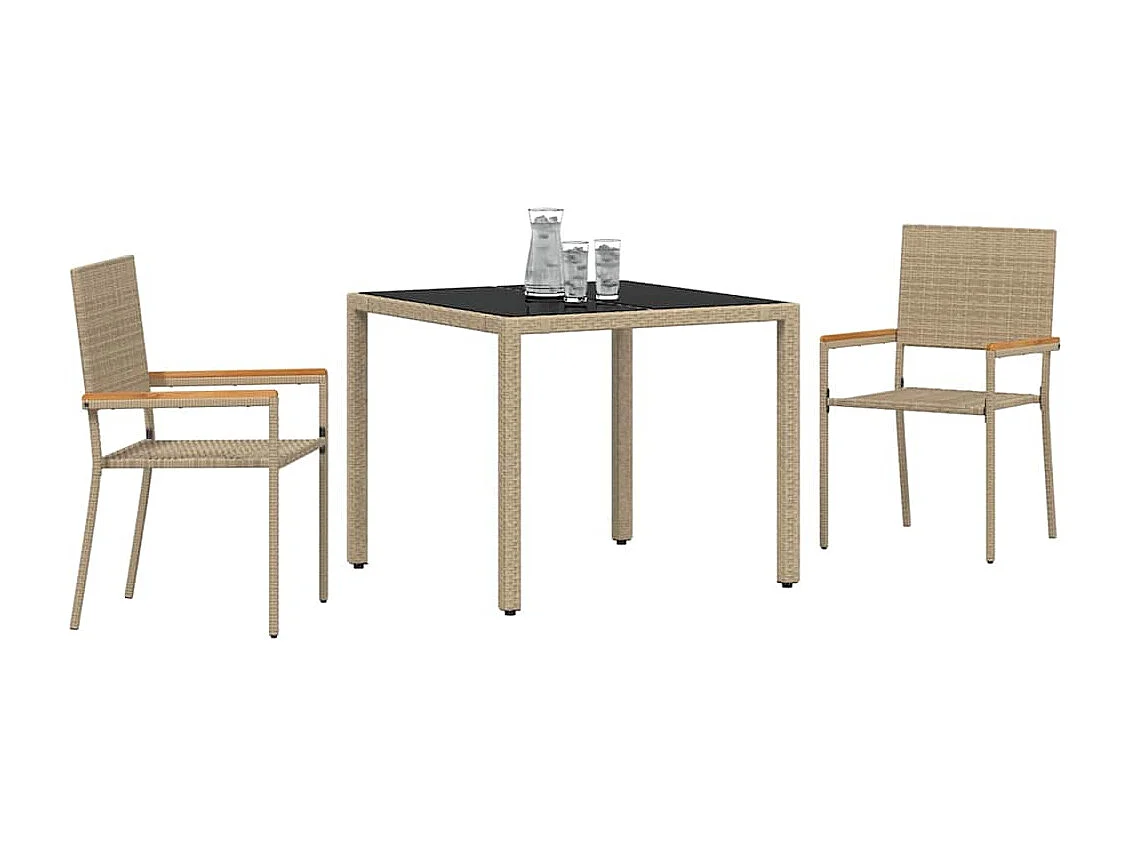 Set da pranzo da giardino 3 pezzi beige
