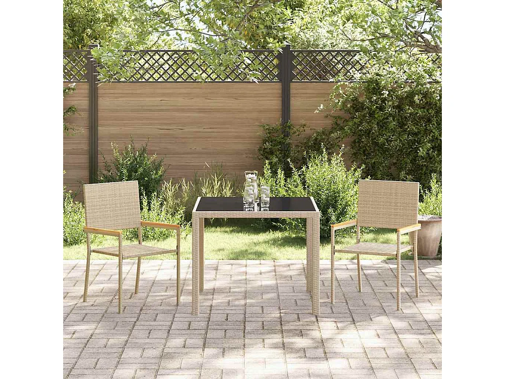 Set da pranzo da giardino 3 pezzi beige