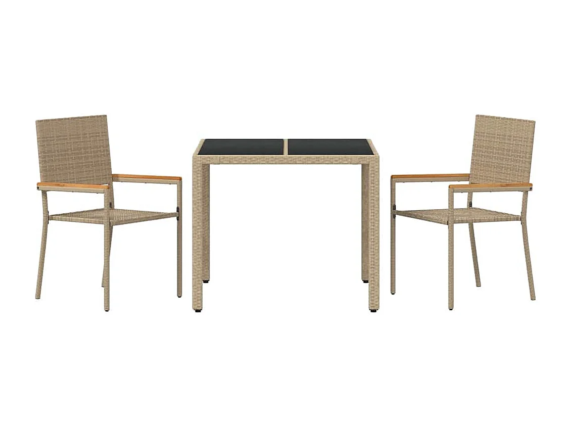 Set da pranzo da giardino 3 pezzi beige
