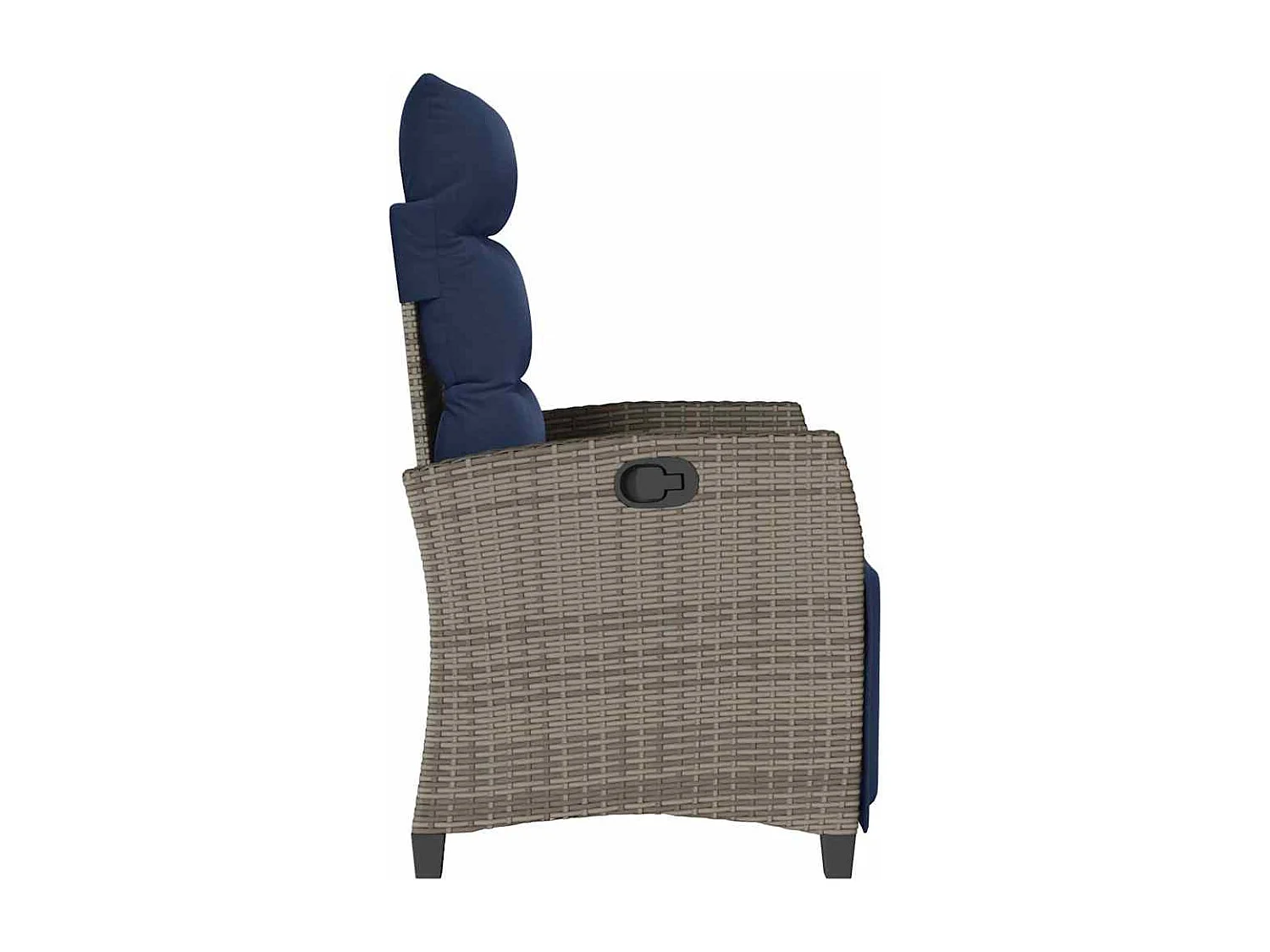 Sedia da giardino reclinabile con tavolino laterale in polyrattan grigio