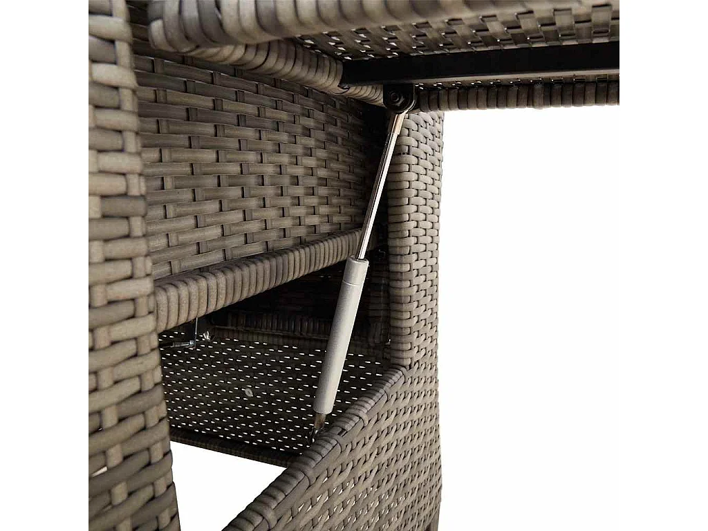 Sedia da giardino reclinabile con tavolino laterale in polyrattan grigio