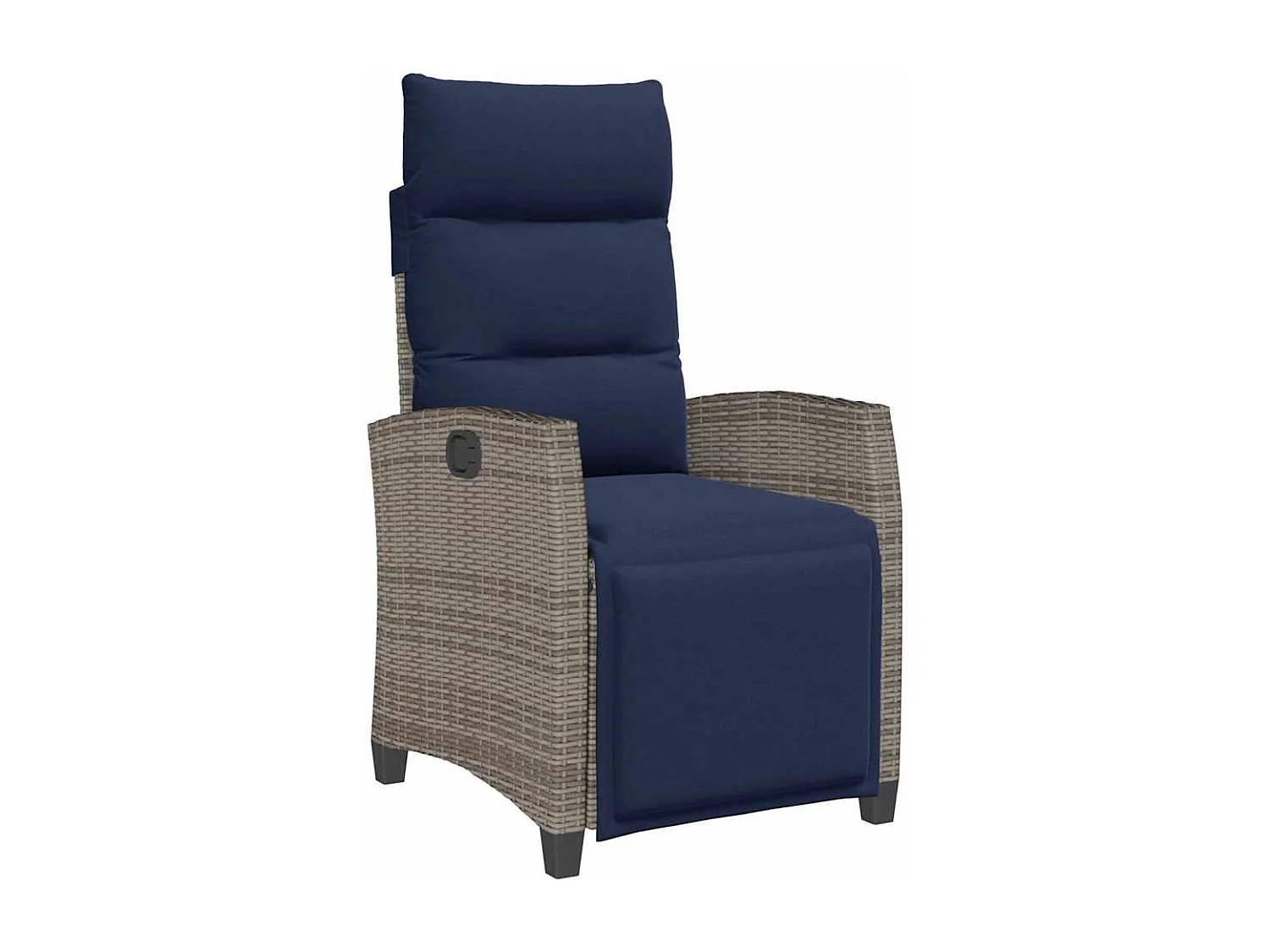 Chaise de jardin inclinable avec table d'appoint gris polyrotin