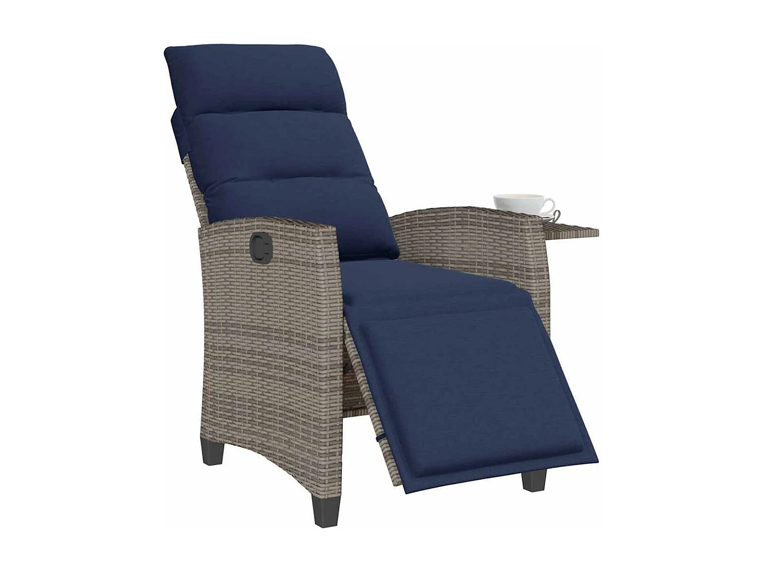 Chaise de jardin inclinable avec table d'appoint gris polyrotin