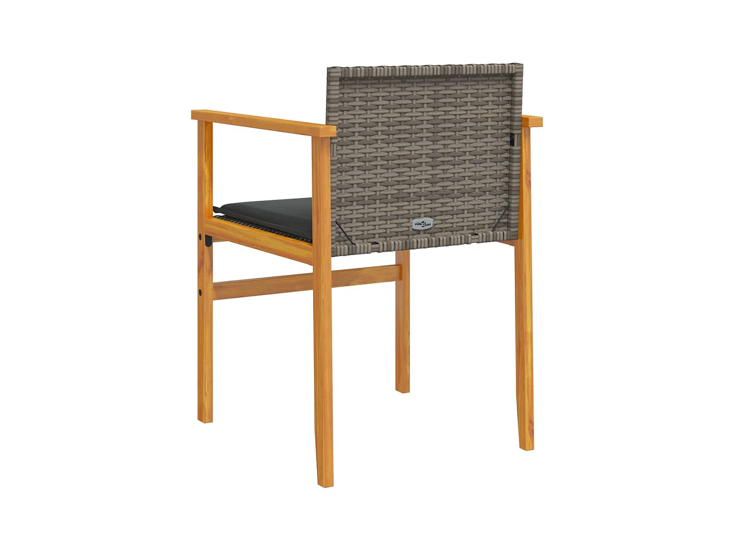 Set di 2 cuscini per sedie da giardino in resina intrecciata grigia e legno