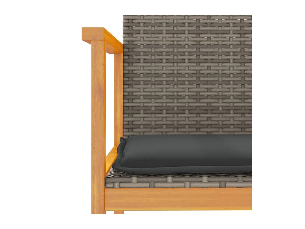 Set di 2 cuscini per sedie da giardino in resina intrecciata grigia e legno