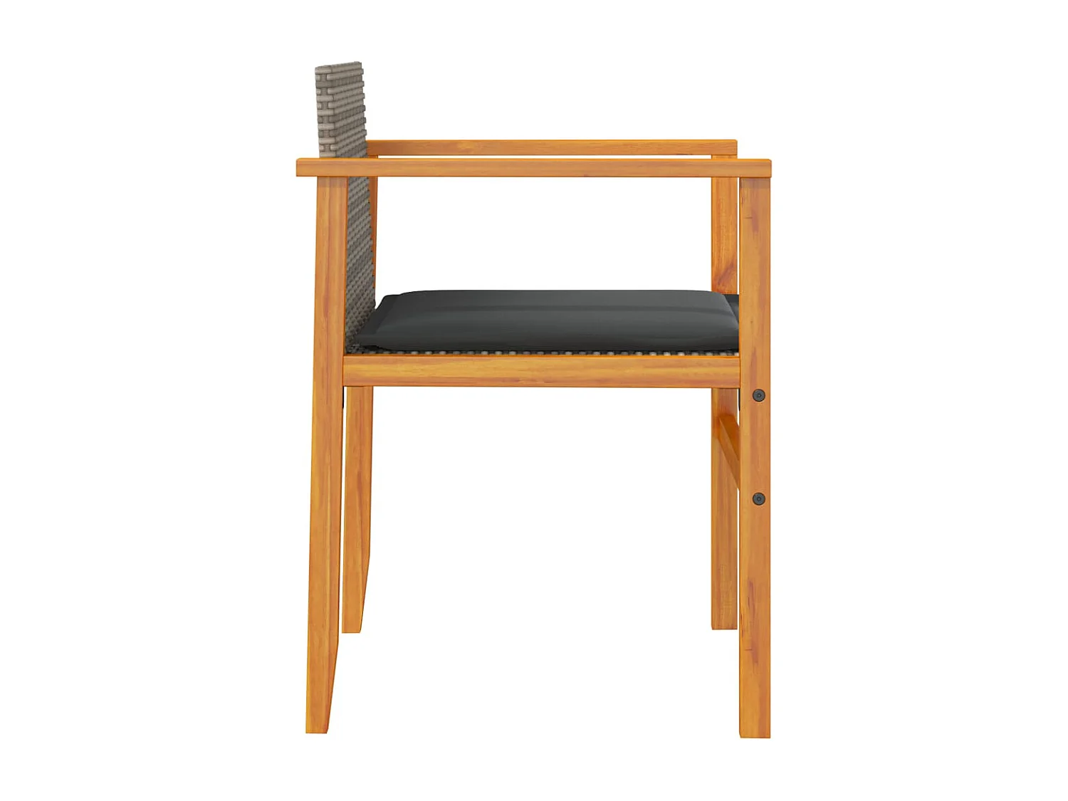 Set di 2 cuscini per sedie da giardino in resina intrecciata grigia e legno