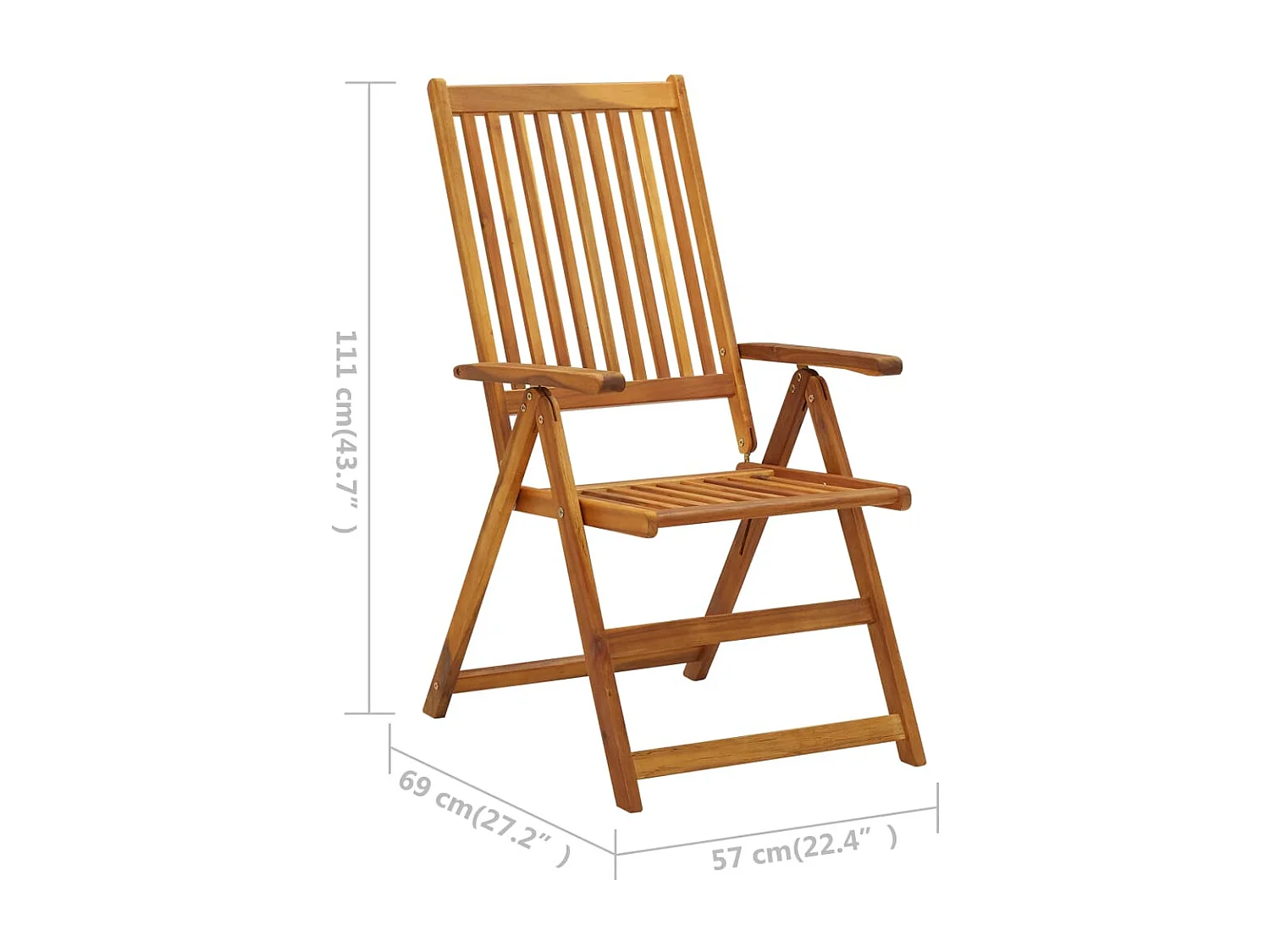 Chaises pliables de jardin lot de 3 avec coussins Bois d'acacia